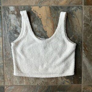 If It Were Me Cozy Knit Crop Tank Top Fuzzy Size Large Ivory